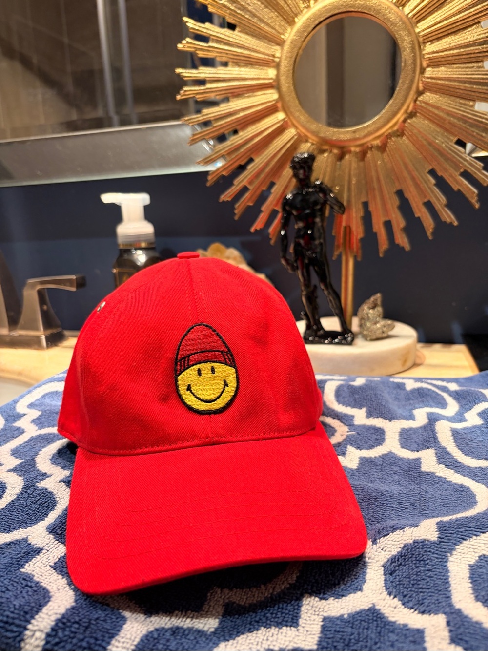 Ami Alexandre Mattiussi Red Cap with Yellow Smiley Patch
